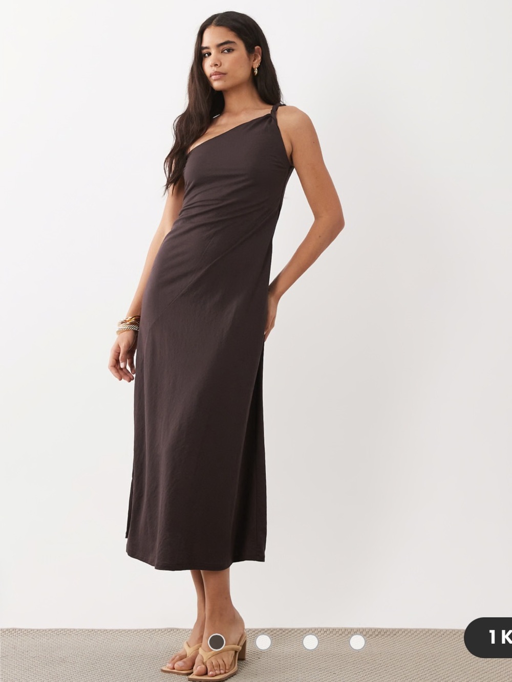 NWT Mango brown one shoulder wedding guest dress
